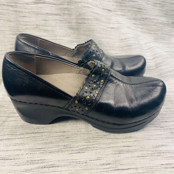 Sanita Shoes - Sanita Black Leather Studded Y2K Clogs Size 7.5 Whimsigoth Witchy Comfort